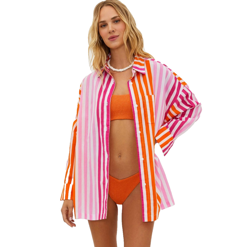 Beach Riot Alexa Top Sunset Striped Womens Petite Large Cover Up Colorful Pool B